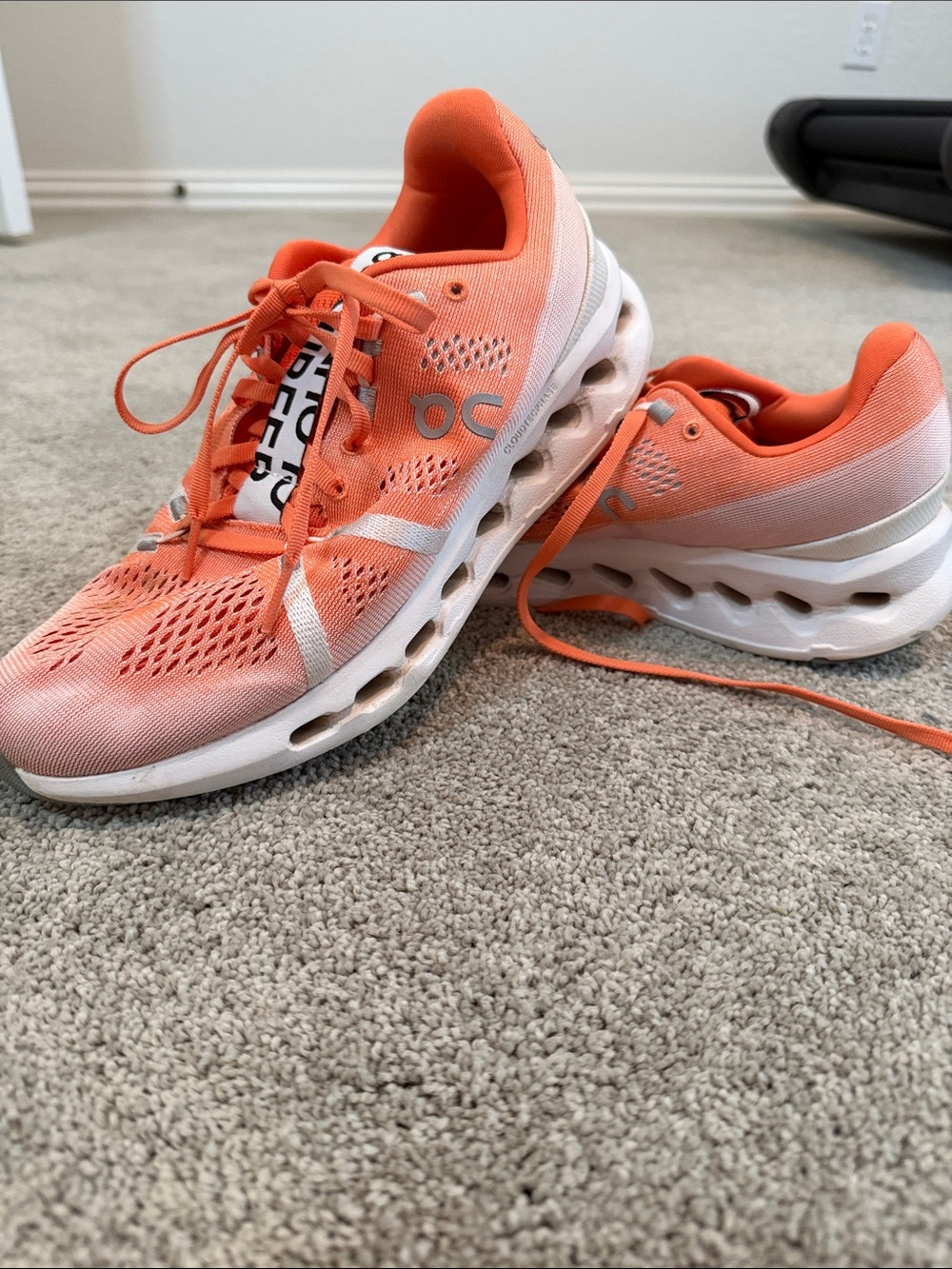 On Running Women's Coral Mesh Athletic Sneakers with White Sole